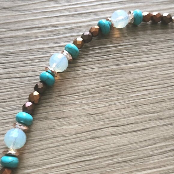 Southwest Beaded Necklace Earrings Set With Vtg Copper Pendant OOAK Handmade 23" - Picture 11 of 11